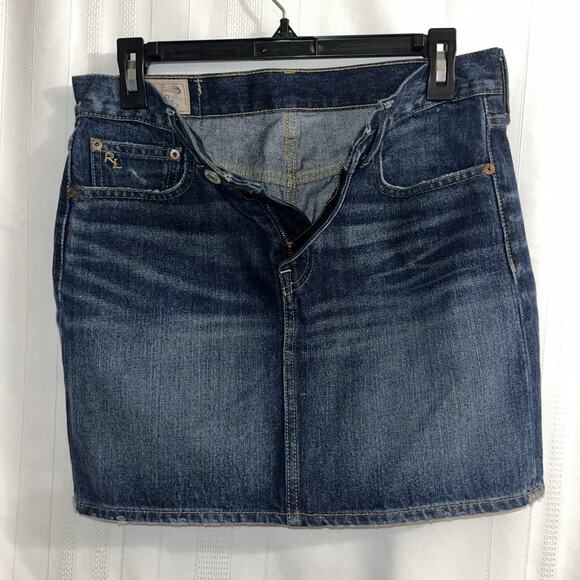Polo Boho Western Denim Skirt Short Mini Dark Wash Size 4, Waist 30” Length 15” - Picture 6 of 11